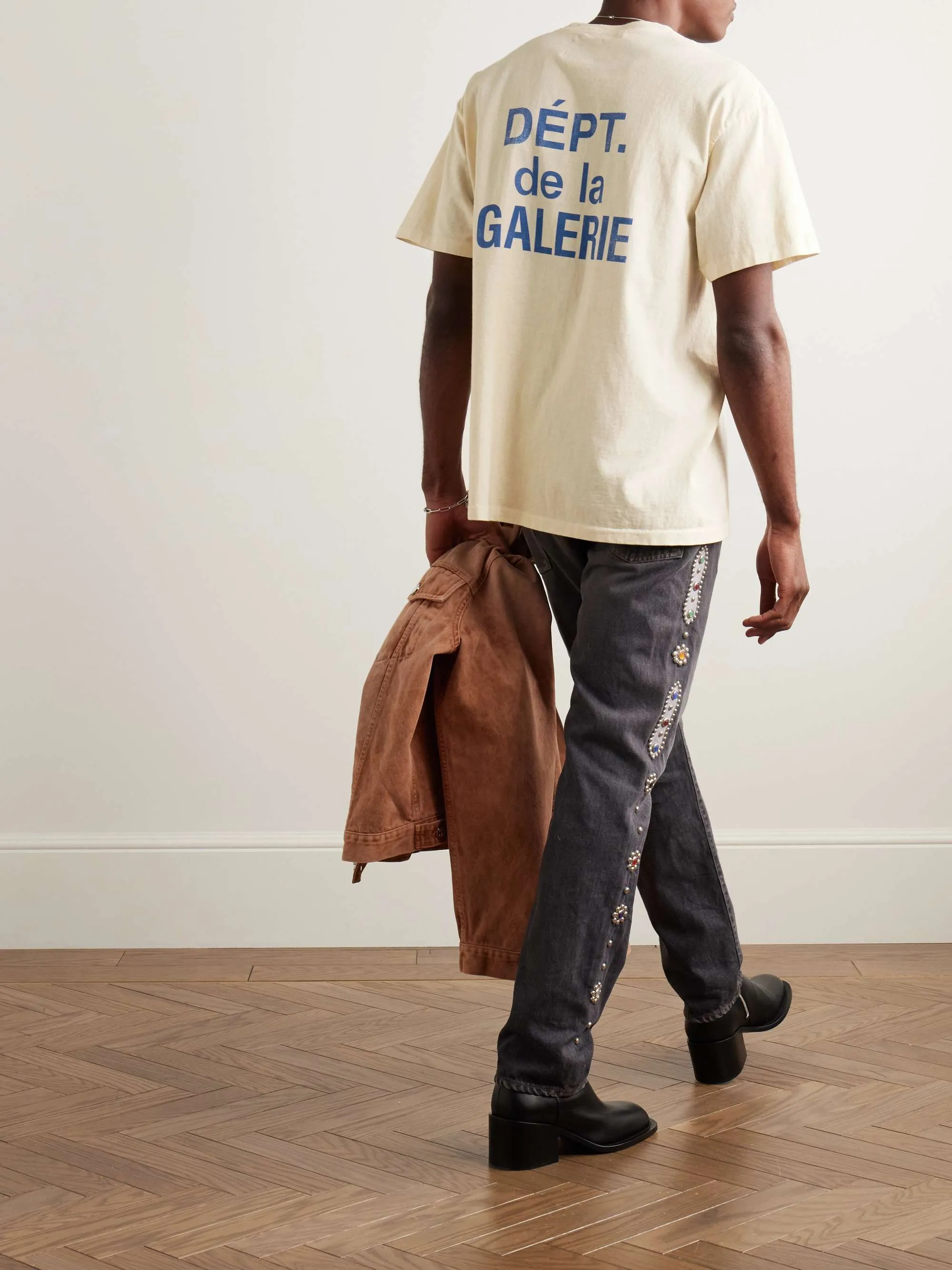 GALLERY DEPT. FRENCH TEE/CREAM/BLUE Cream French Blue LOGO Short Sleeve Cream S-XL Ready-to-wear Asso special piece dyeing Heavy washing water printing and distressing treatment Proper tube-woven fabric without side seams Unusual open-width version Original development Complete accessories/matching Details in place
